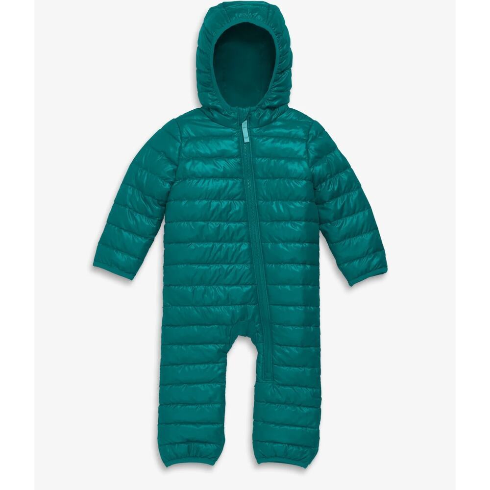 New Primary baby lightweight puffer suit with foldover feet and mittens 3-6 mo